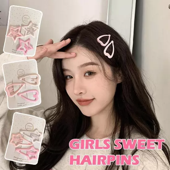 3Pcs/Set Pink White Series Hair Clips Pentagram Pin Barrettes Cute Sweet I5M7 ∫н