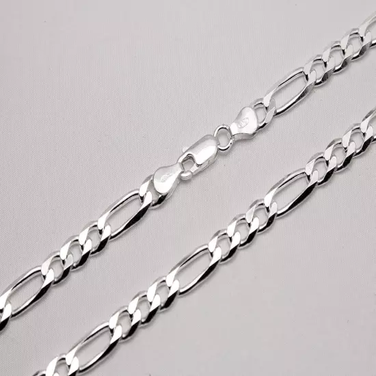 .925 Sterling Silver Figaro Link Chain Necklace 1mm-17mm Sz 16"-36"