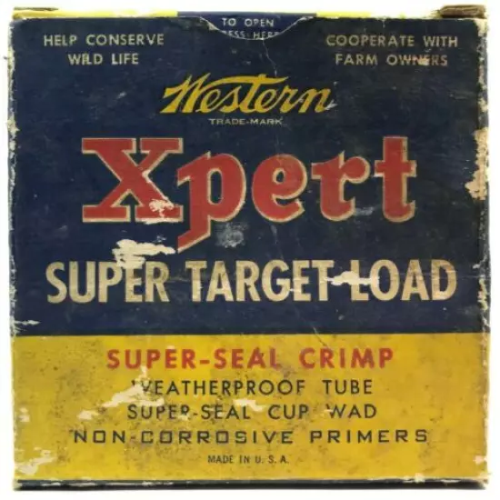 1930-1950's Western Xpert Super Target Trap Load 12 Ga EMPTY Ammo Box 7226-X