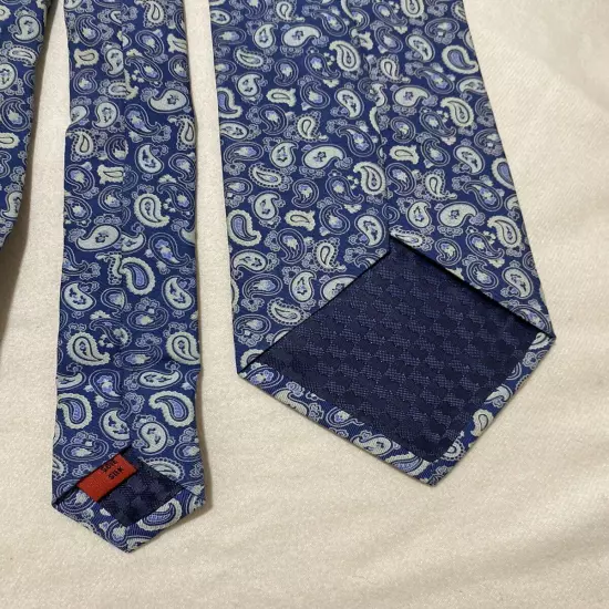 BATTISTONI Made In Italy Blue Paisley Pattern Men’s Silk Necktie PEC