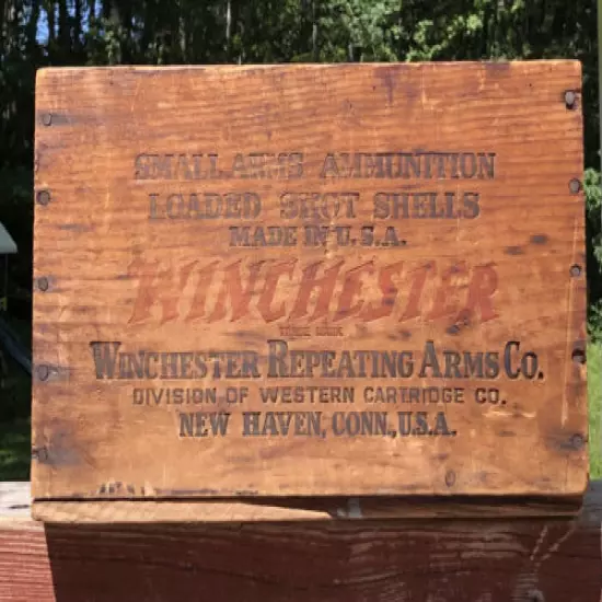 Antique WINCHESTER Arms Co. New Haven CT Ammunition Wooden Crate Box