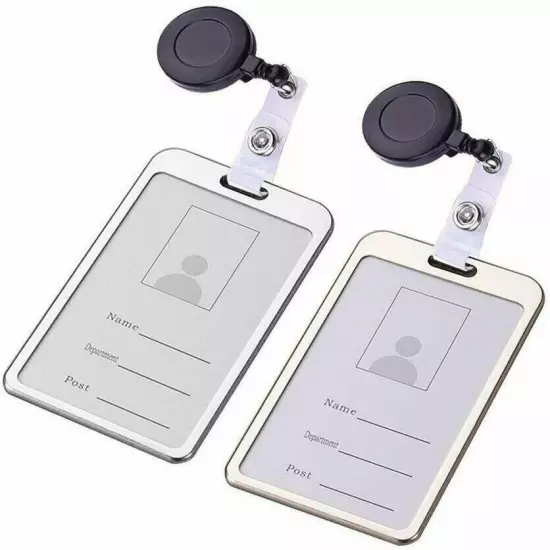 Retractable Badge Holder Reel Clip On Card Holders, Pack of 5