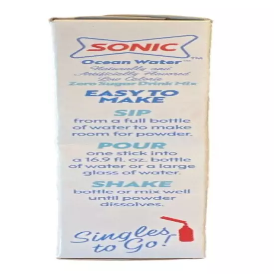 Sonic Drink Ocean Water Singles To Go Mix 1 Box Unopened Plus 5 Packets 