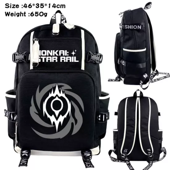 Honkai Star Rail USB Backpack Kids Teens Schoolbag Black Shoulder Outdoor Bags