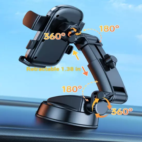 Car Mobile Phone Holder Retractable ，Rotatable, Adjustable .Suction Cup Holder, 