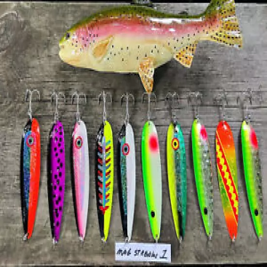 10 NEW MAGNUM SILVER STREAK WALLEYE SALMON TROUT SPOONS DOWNRIGGER DIPSY LURE