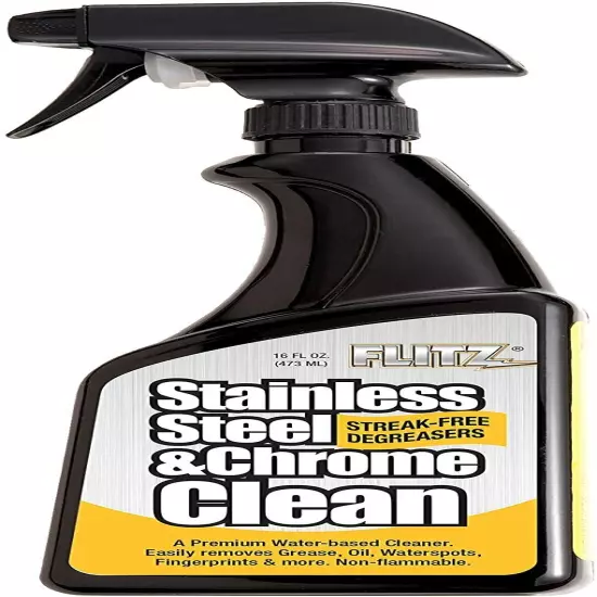 FLITZ Stainless Steel & Chrome Cleaner 16oz/473ml Spray Bottle (See Video)