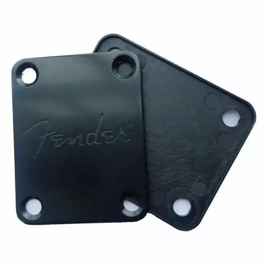 Black Electric Guitar Neck Plate for Fender Style ST SQ Mit Fender Logo 4 Screws