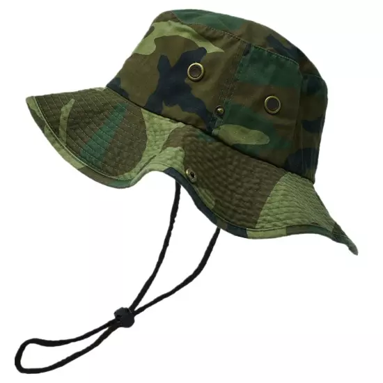 Unisex 100% Cotton Bucket Hat Fishing Camping Safari Boonie Sun Brim Summer Cap