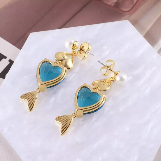 Kate Spade Blue Heart Sparkling Little Fish Shaped Elegant Earrings