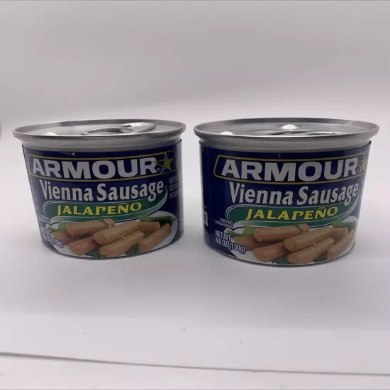 Armour Vienna Sausage Jalapeño Lot Of 2 4.6 Oz Cans B/b 03/2026