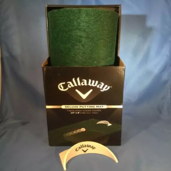 Callaway Deluxe Putting Mat Golf Practice Mat 14" x 8' Green Home/Office New. B9