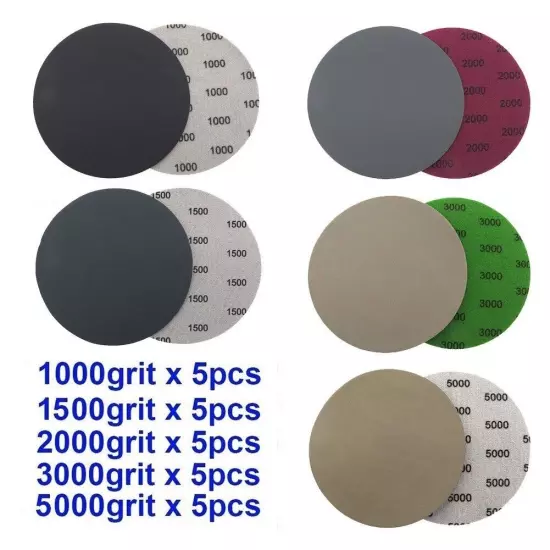 Sandpaper Wet Dry 1000 1500 2000 3000 5000 Grit 125mm 25pcs High Quality