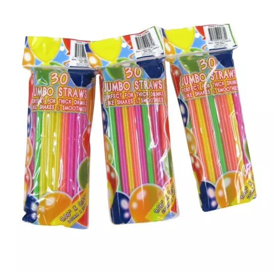 90 Jumbo Wide Disposable Plastic Party Drinking Smoothie Boba Bubble Tea Straws