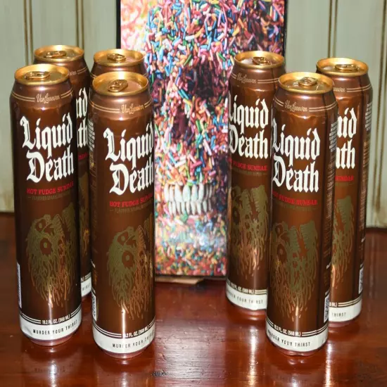 Liquid Death Hot Fudge Sundae OPEN Case 7 Cans Limited Edition Van Leeuwen READ