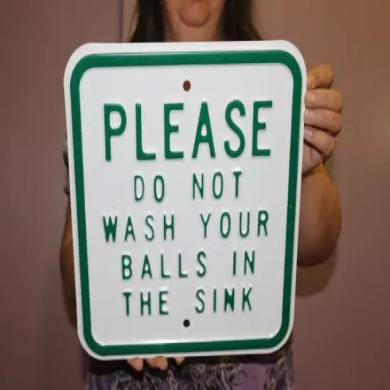 Vintage Please Do Not Wash Your Balls In Sink Golf Course Embossed Metal Sign