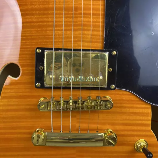 Customized ES335 Semi-hollow Electric Guitar Flame maple top HH pickup in stock