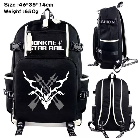 Honkai Star Rail USB Backpack Kids Teens Schoolbag Black Shoulder Outdoor Bags