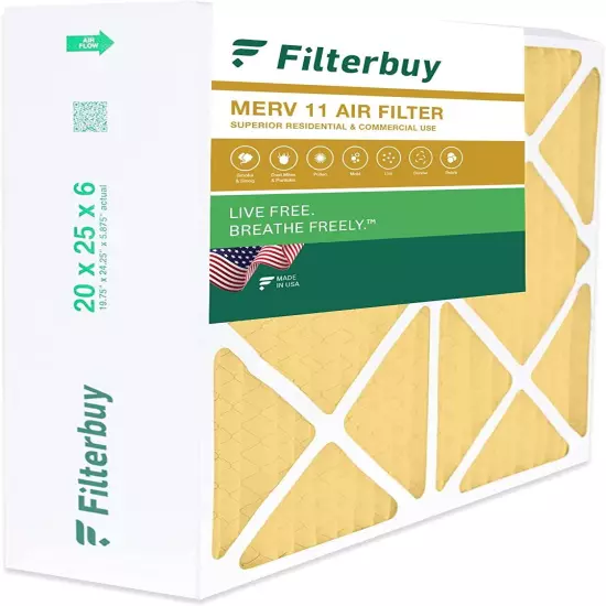 Filterbuy 20x25x6 Air Filters, AC Furnace for Aprilaire Space Gard 201 (MERV 11)