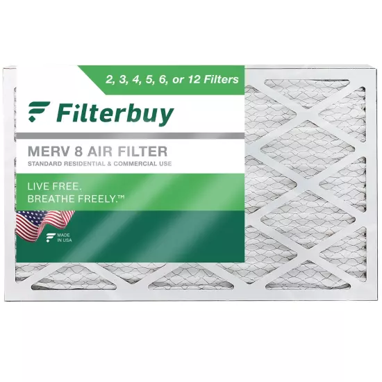 Filterbuy 16x25x4 Pleated Air Filters, Replacement for HVAC AC Furnace (MERV 8)