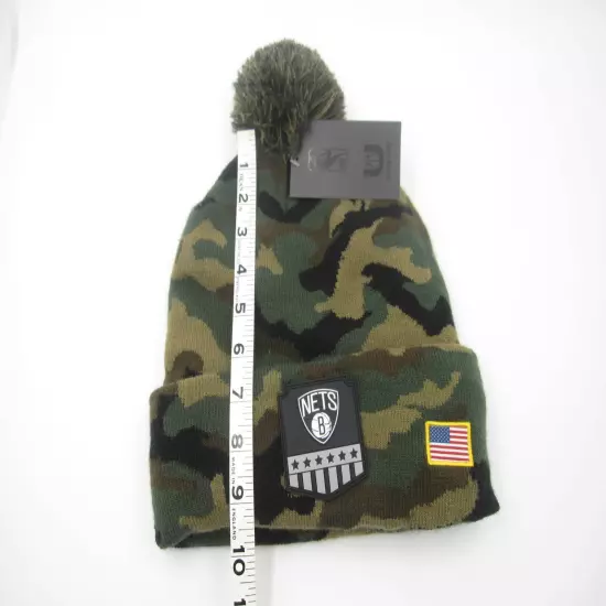 New W/ Defect Ultra Game Brooklyn Nets Basketball US Flag Camo Cuff Beanie 