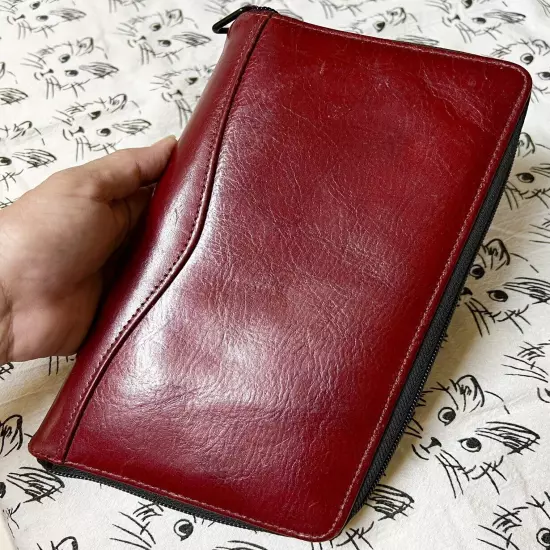 Large Leather Passport & Document Travel Wallet RED By Scully