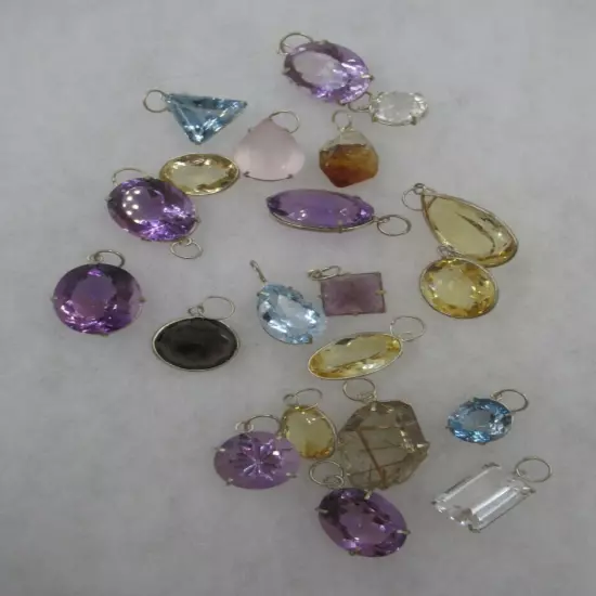 Estate Find 29 Pcs Lot Faceted Gemstones-Amethyst-Quartz-Citrine -Etc