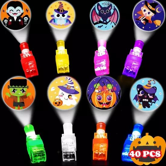 Halloween Party Favors for Kids, 40PCS LED Finger Lights Glow in The Dark... 