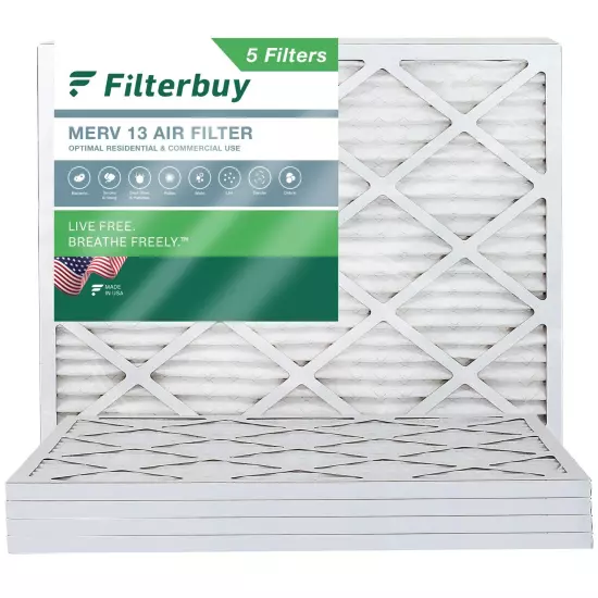 Filterbuy 20x25x1 Pleated Air Filters, Replacement for HVAC AC Furnace (MERV 13)