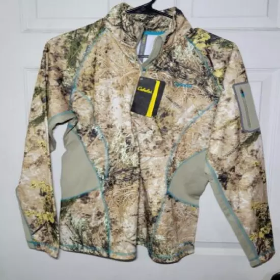 NWT Cabelas Zonz Western Camo Womens Medium 1/2 Zip Softshell Fleece Sweatshirt