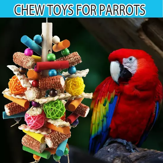 Bird Toys, Parrot Toys for Large Birds, Natural Peppered Wood African Grey Parro