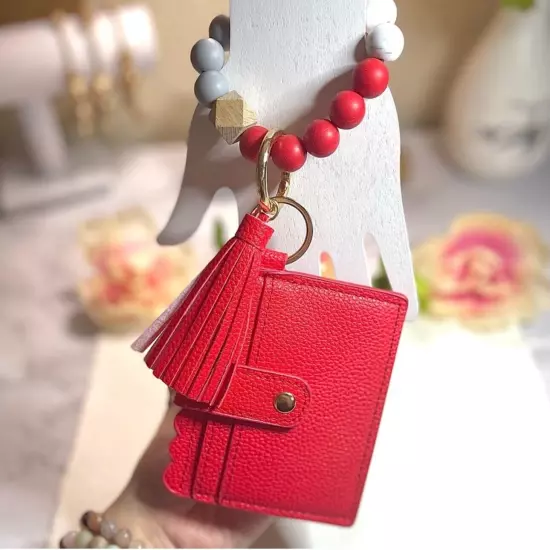 Wristlet Card Wallet Bracelet in Red