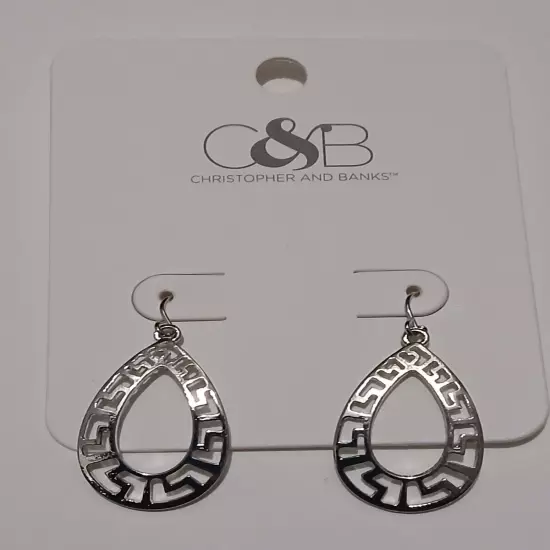 Christopher & Banks Dangle Drop Silverstone Pierced Earrings #A18