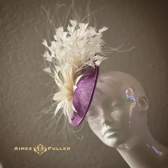 Kentucky Derby Fascinator Purple Cream White Royal Ascot Hat Cocktail Hat