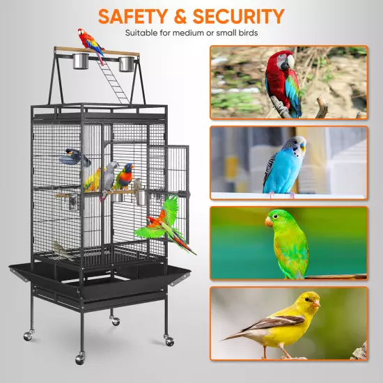 Multiple Sizes Rolling Bird Cage for Small Parrot Cockatiel Parakeet Cage Play