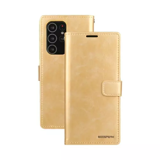 Mercury Blue Moon Diary Cover Case for Samsung Galaxy S21 Ultra-Gold