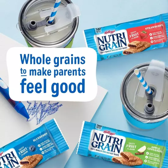 Nutri-Grain Soft Baked Breakfast Bars, Made with Whole Grains, Kids Snacks, Valu