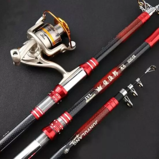 Portable Fishing Rod Pole Rock Sea Telescopic Carbon Fiber Super Hard Fast NEW S