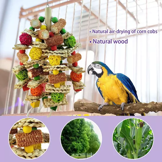 Parrot Toys, Natural Corn cob Bird chew Toys for Small and Medium-Sized Macaws, 