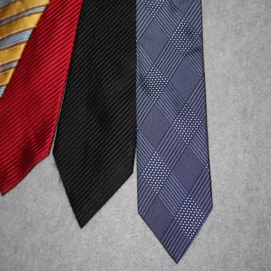 LOT of 4 DAVID DONAHUE Silk Ties Red Black Yellow and a Blue Plaid