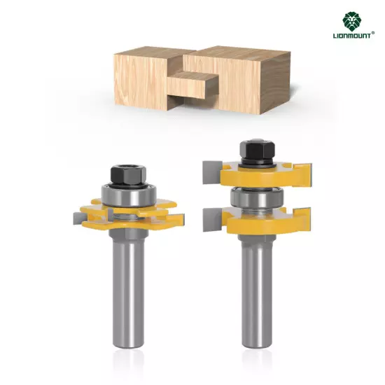 2PCS 1/2in(12.7mm) 12mm Shank Joint Router Bits Set Tongue and Groove Adjustable