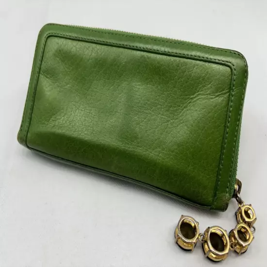 Juicy Couture Women’s Wristlet Wallet Faux Leather Zip Around Green Accents OBO