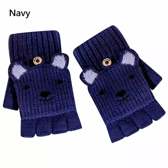 Knitted Mittens Thermal Winter Gloves Kids Gloves Fingerless Gloves Convertible