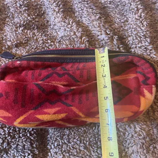 Pendleton Wool Leather Trim Aztec Southwest Make Up Unisex Toiletry Man Bag