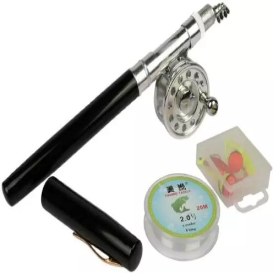 Mini Pocket Ice Rod Reel Combos Fly Reel Portable Pen Telescopic Fishing Pole 1M