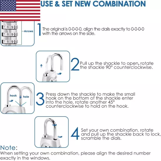 2 Pack Combination Lock, 4-Digit Padlock Keyless, Resettable Luggage L