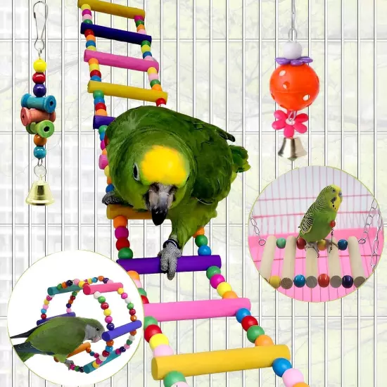 Bird Toys Parakeet Cage Accessories: 11pcs Toy Swing Set for Colorful 