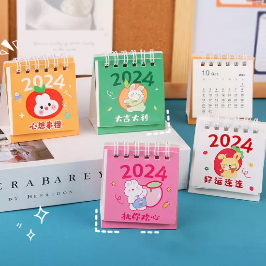 2024 Calendar Delicate Cute Refreshing Mini Desktop Notepad Coil Calendar BoJO