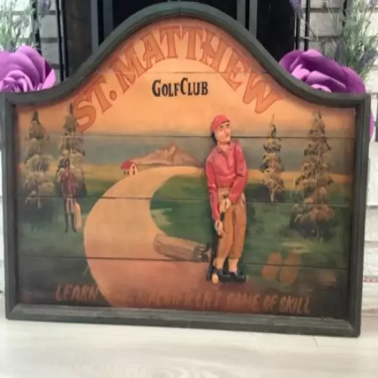 Vintage Wood St. MATTHEW GOLF CLUB AUTHENTIC Large Sign