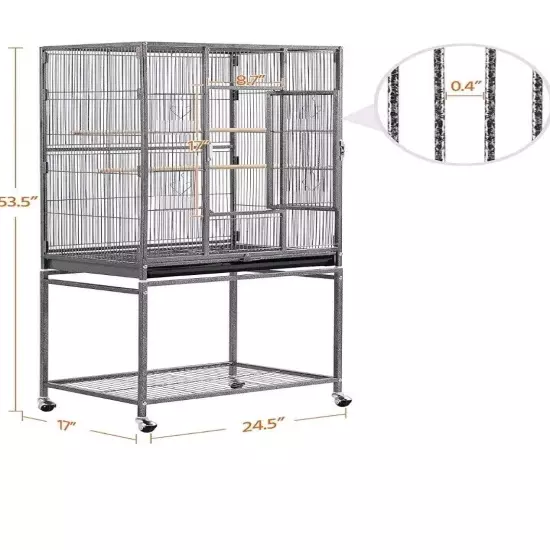 Yaheetech 52-inch Wrought Steel Standing Large Bird Cage with Stand New